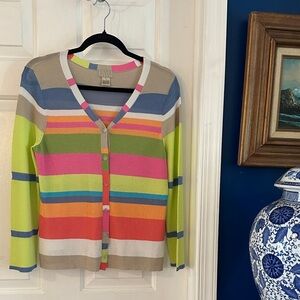 Women’s Sigrid Olsen Sport Striped Cardigan Sweater Size Medium